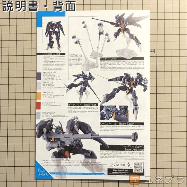 HG ガンダムファラクト 説明書 背面